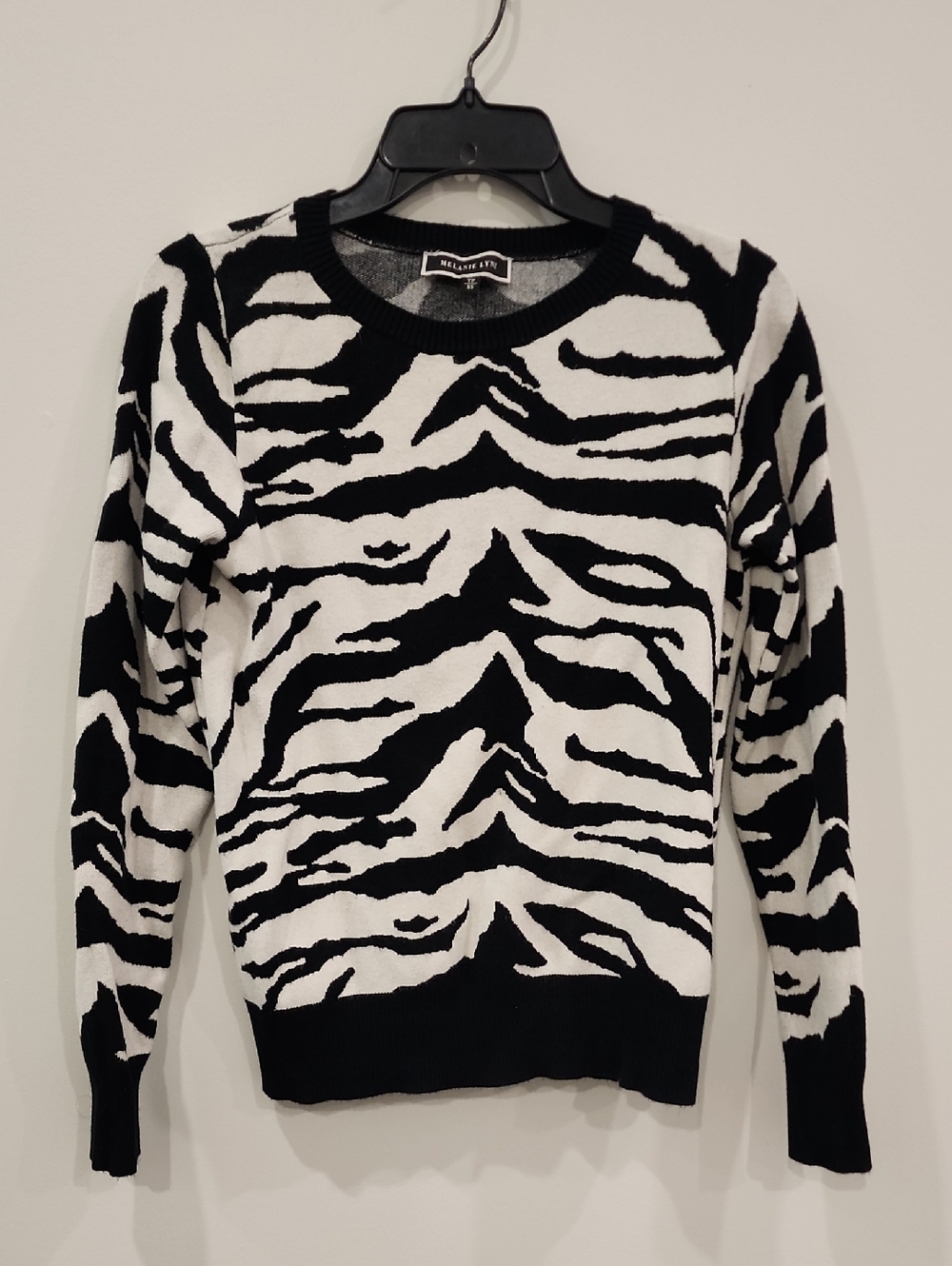 Women’s Thick Zebra-Print Crewneck Sweater - Black & White Fits Like A Sz S/M